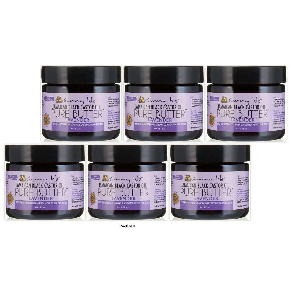 Sunny Isle Jamaican Black Castor Oil Pure Butter Lavender 2 fl oz (Pack of 6)