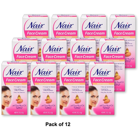 Nair Hair Remover Moisturizing Face Cream 2Oz (Pack of 12)