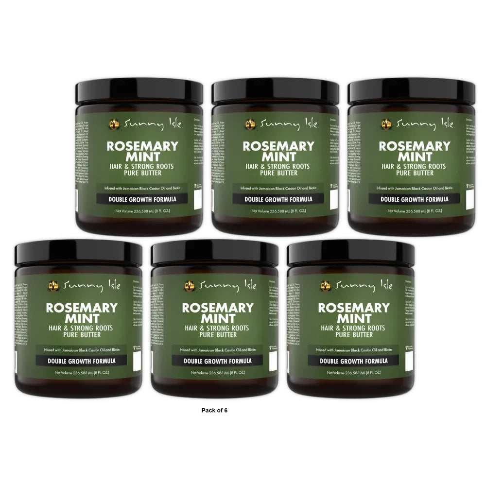 Sunny Isle Rosemary Mint Hair and Strong Roots Butter 8oz (Pack of 6)