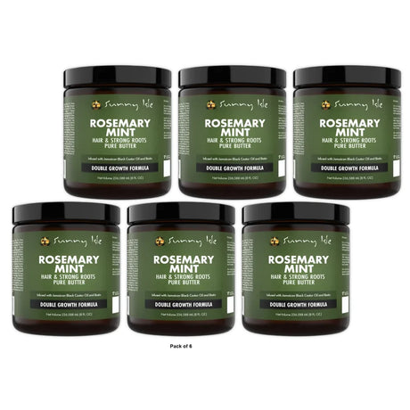 Sunny Isle Rosemary Mint Hair and Strong Roots Butter 8oz (Pack of 6)