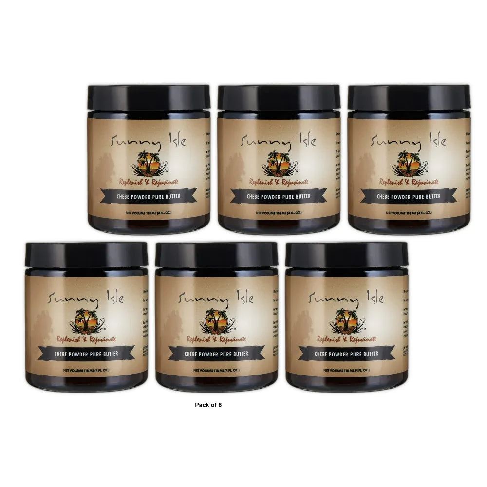 Sunny Isle Jamaican Black Castor Oil Pure Butter with Chebe Powder 4oz (Pack of 6)
