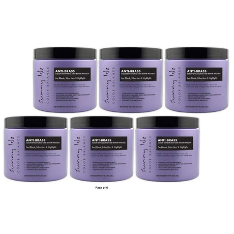Sunny Isle Anti-Brass Color Enhancing Purple Hair Repair Masque 16oz (Pack of 6)