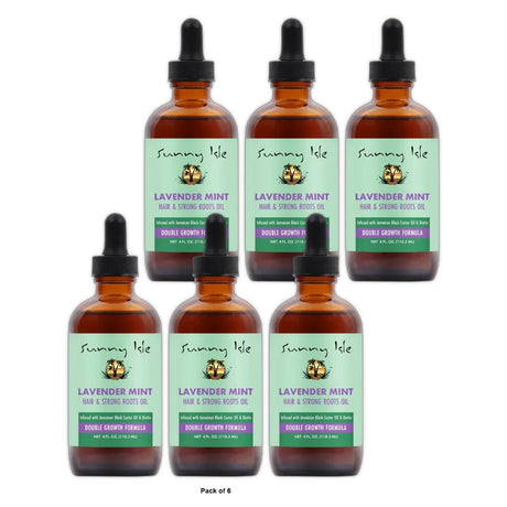 Sunny Isle Lavender Mint Hair and Strong Roots Oil 4oz (Pack of 6)