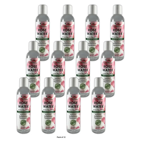 By Natures Rose Water for Face Skin and Hair 6 Oz (Pack of 12)