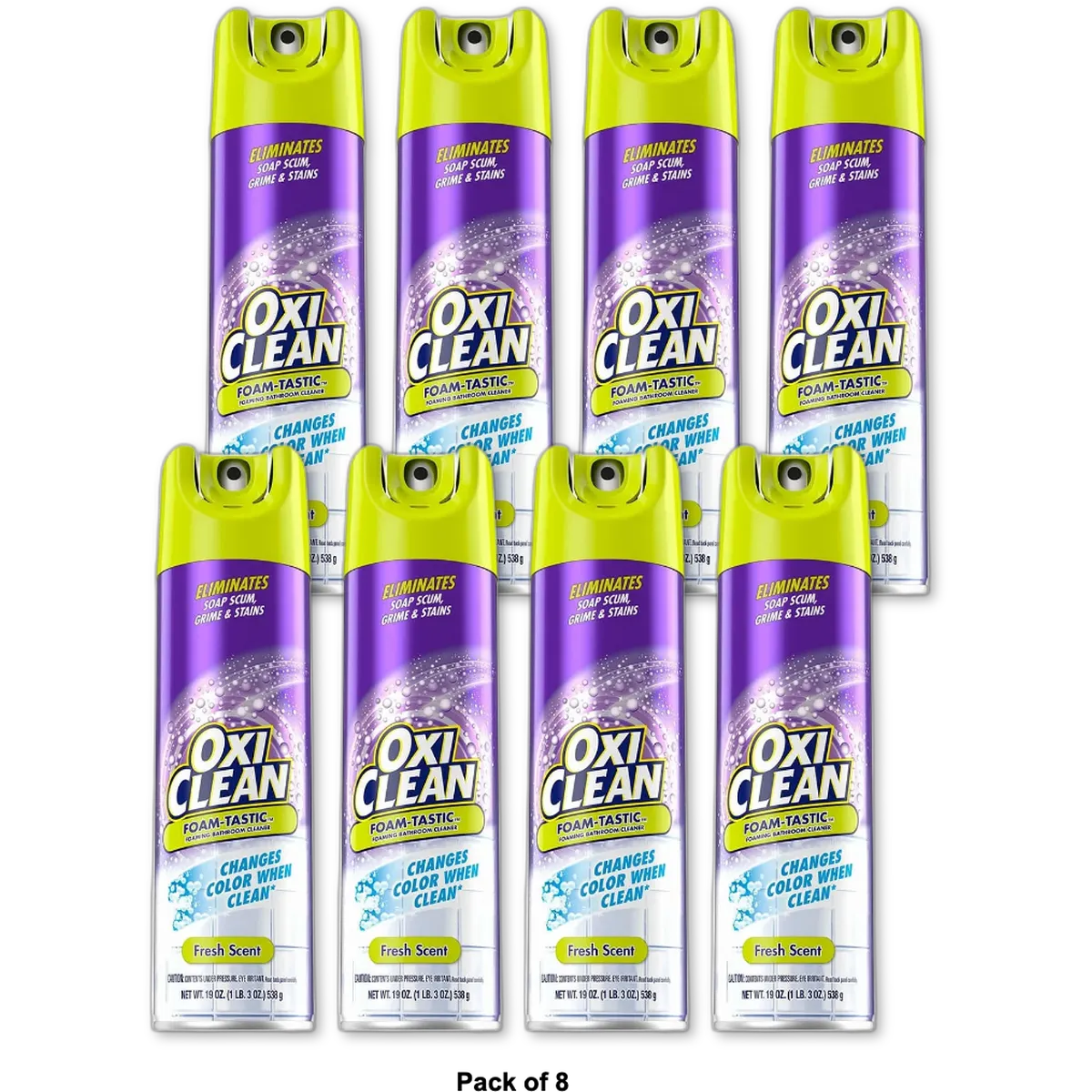 Oxi Clean Foam Tastic Foaming Bathroom Cleaner Fresh Scent 19Oz (Pack of 8)