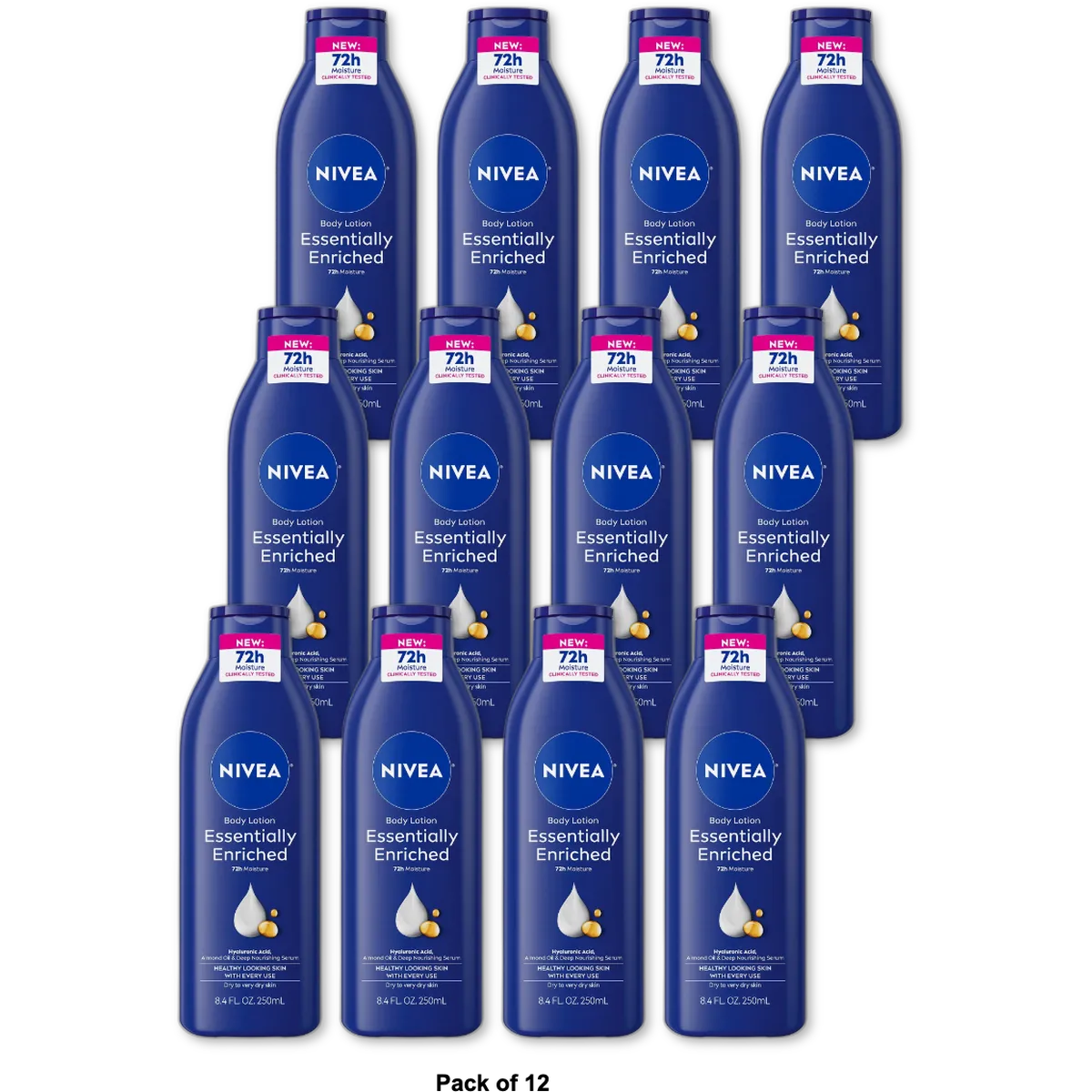 Nivea Essentially Enriched Daily Body Lotion for Very Dry Rough Skin 8.4Oz (Pack of 12)