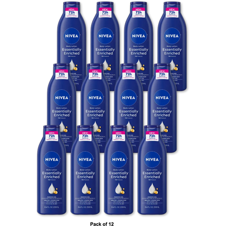 Nivea Essentially Enriched Daily Body Lotion for Very Dry Rough Skin 8.4Oz (Pack of 12)