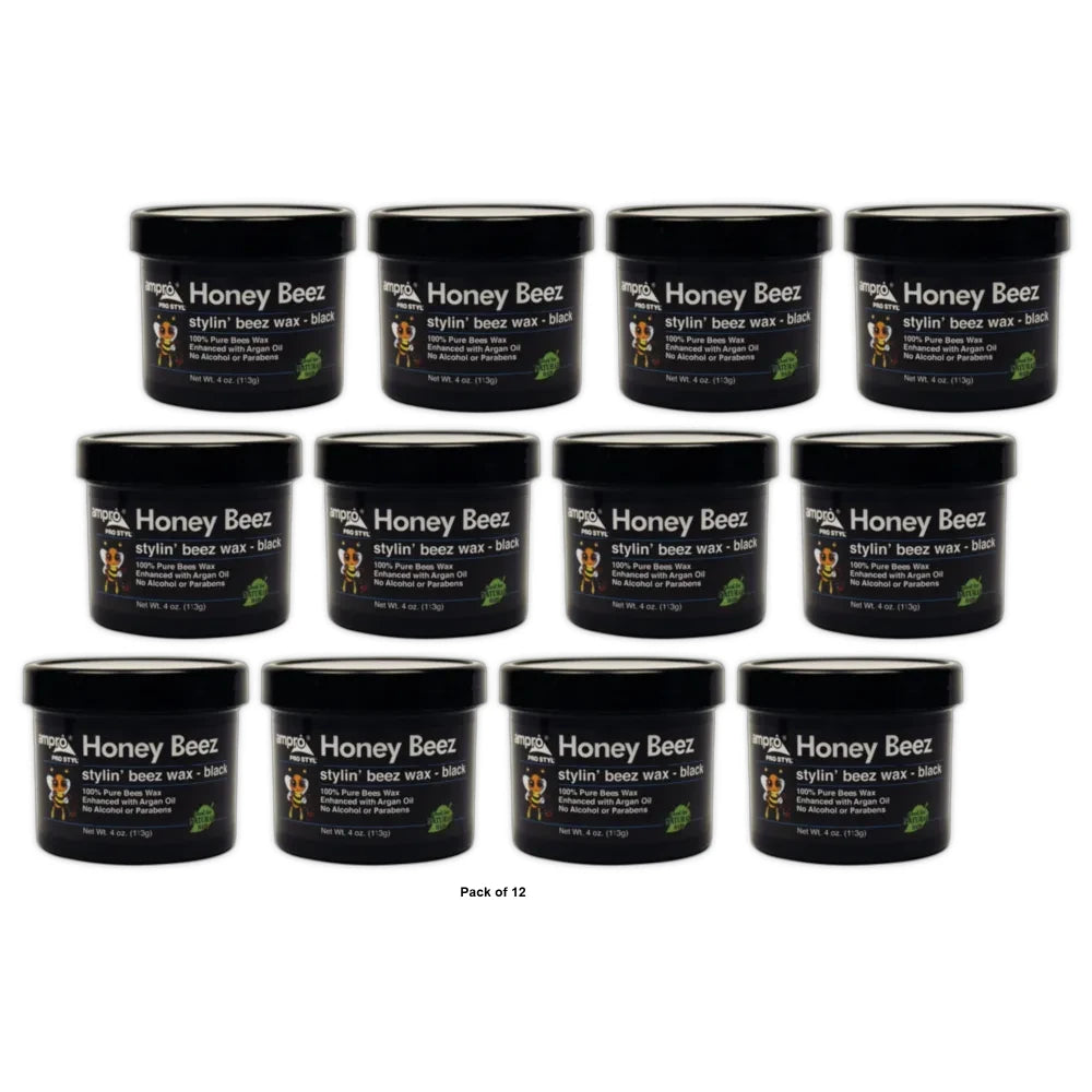 Ampro- Honey Beez Styling Beez Wax Black 4oz (Pack of 12)