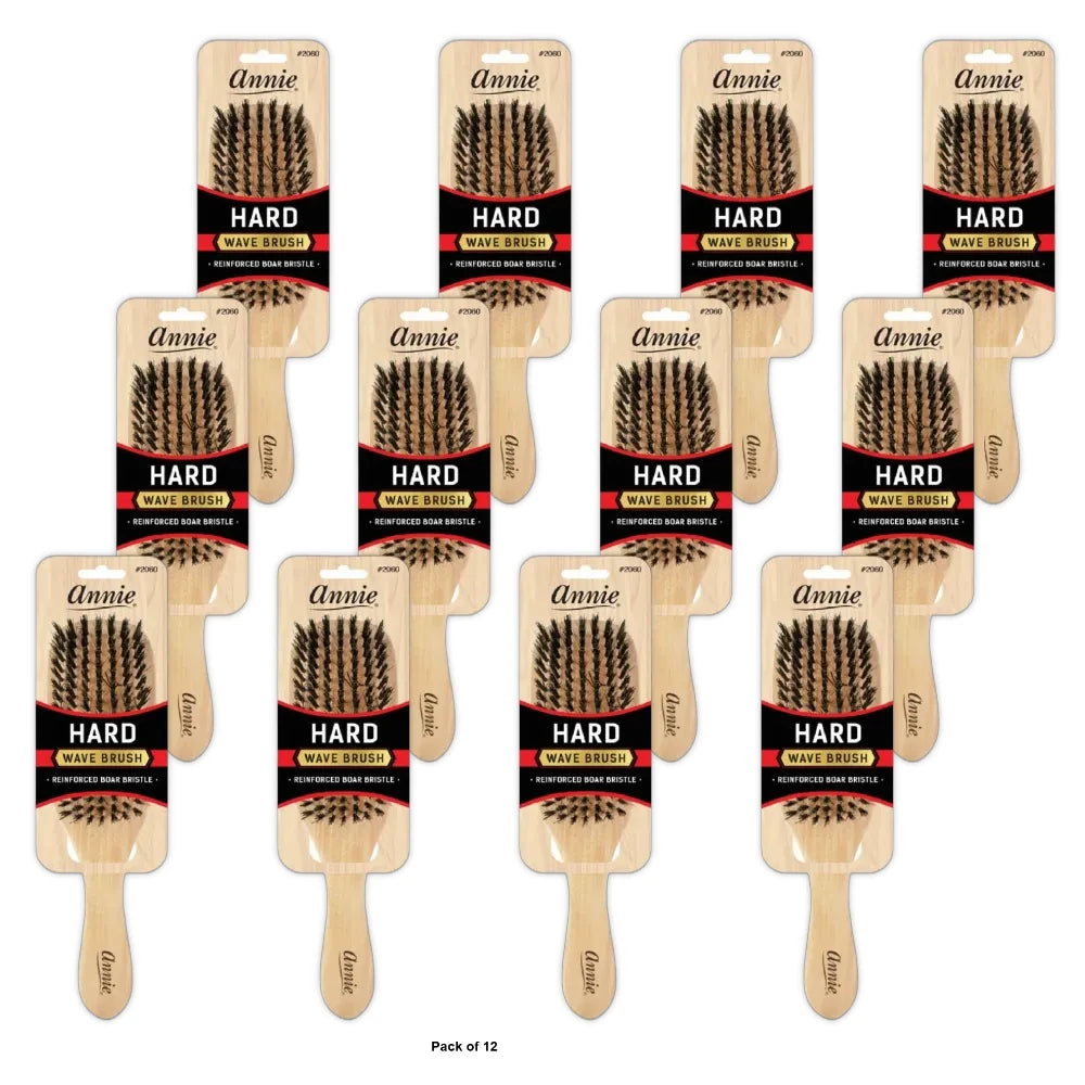 Annie Hard Bristle Wave Brush - Natural Boar Bristle (2060) (Pack of 12)