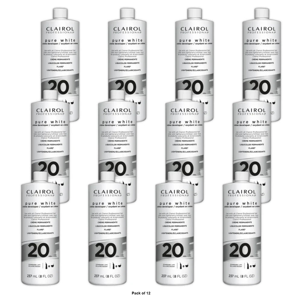 Clairol Pure White 20 Volume Creme Developer 8 oz Lightener (Pack of 12)