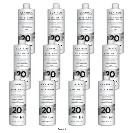 Clairol Pure White 20 Volume Creme Developer 8 oz Lightener (Pack of 12)