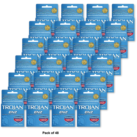 Trojan-Enz Condoms Spermicidal Lubricated Latex Condoms 0.64oz (Pack of 48)