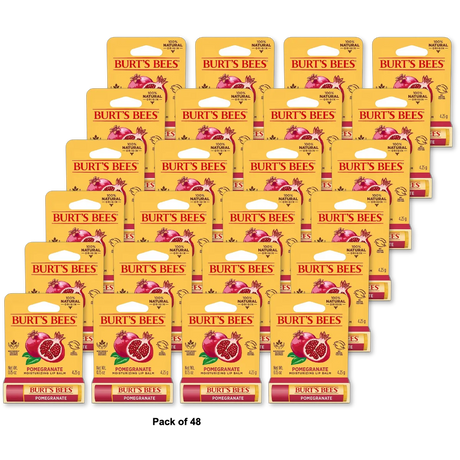 Burts Bees 100% Natural Moisturizing Lip Balm Pomegranate 0.15Oz (Pack Of 48)