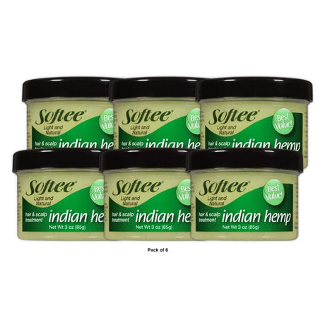 Softee Indian Hemp Hair & Scalp Treatment 3 Oz. Jar (Pack of 6)