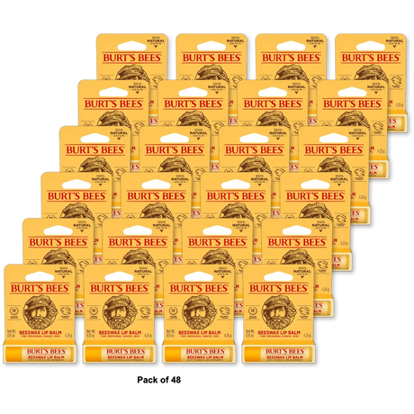 Burts Bees 100% Natural Origin Moisturizing Lip Balm Original Beeswax 0.15Oz (Pack Of 48)