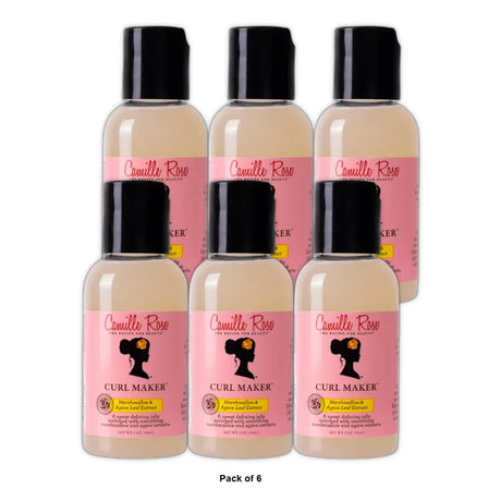 Camille Rose Curl Maker Define & Style Hair Styling Gel with Marshmallow Extract & Agave Leaf Extract 2 Oz (Pack of 6)