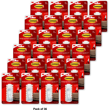 3M Command Utility Hook Removable Adhesive Plastic 0.71Oz (Pack of 36)