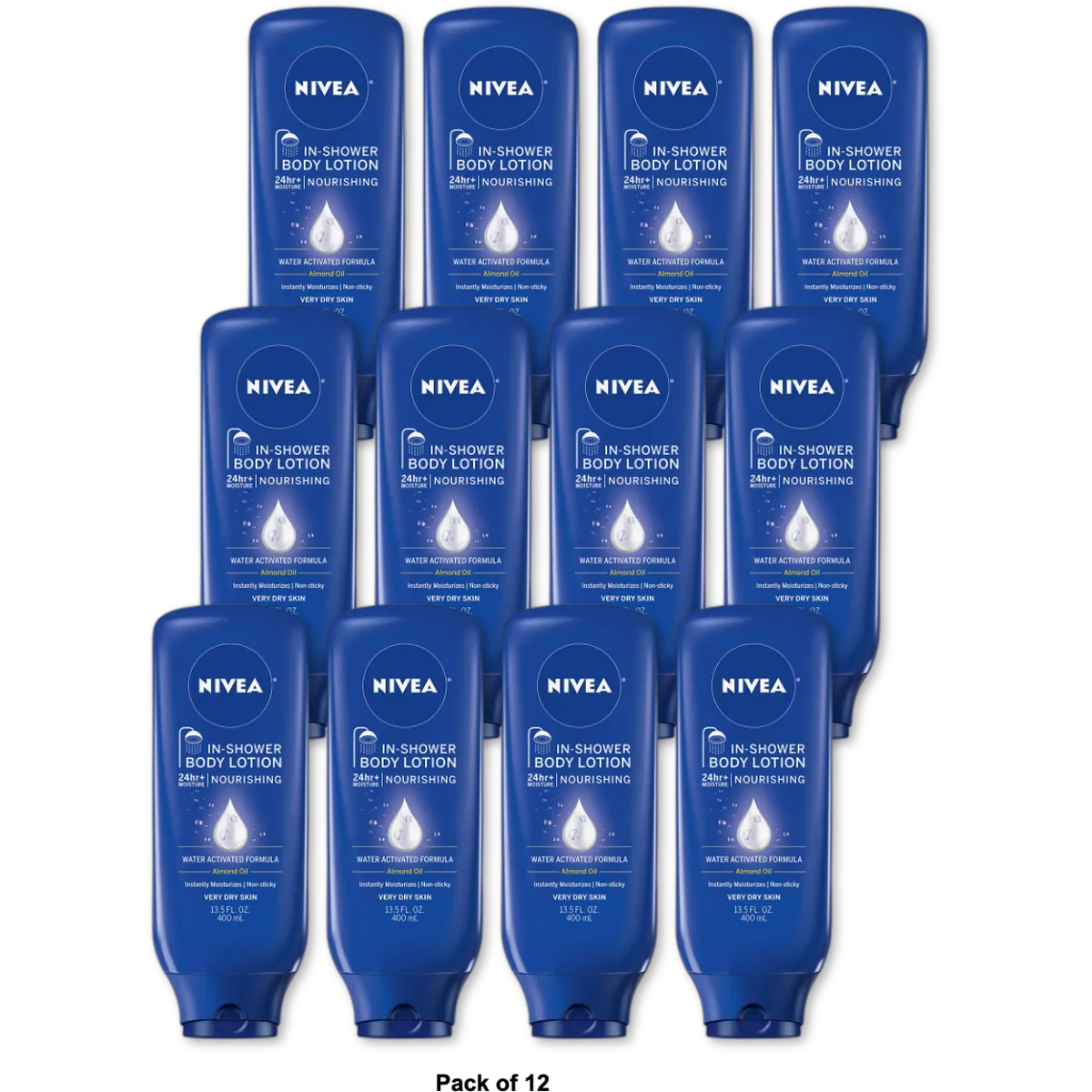 Nivea In-Shower Body Lotion Nourishing For Very Dry Skin 13.5Oz (Pack of 12)
