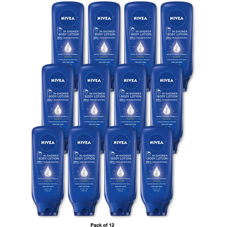Nivea In-Shower Body Lotion Nourishing For Very Dry Skin 13.5Oz (Pack of 12)