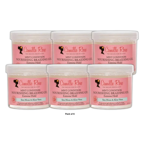 CAMILLE ROSE Mint Condition Nourishing Braiding Gel - Extreme Hold, Sea Moss & Aloe Vera, 12oz (Pack of 6)