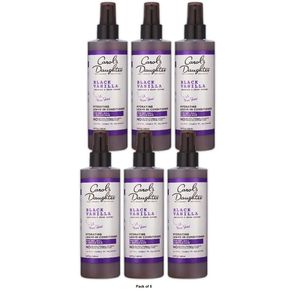 Carol's Daughter Black Vanilla Hydrating Leave In Conditioner, for Curly Hair, with Aloe, 8 fl oz (Pack of 6)