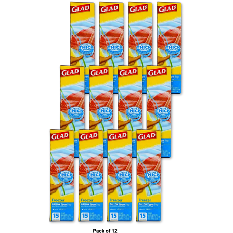 Glad Zipper Food Storage Freezer Bags Gallon0.01oz (Pack of 12)