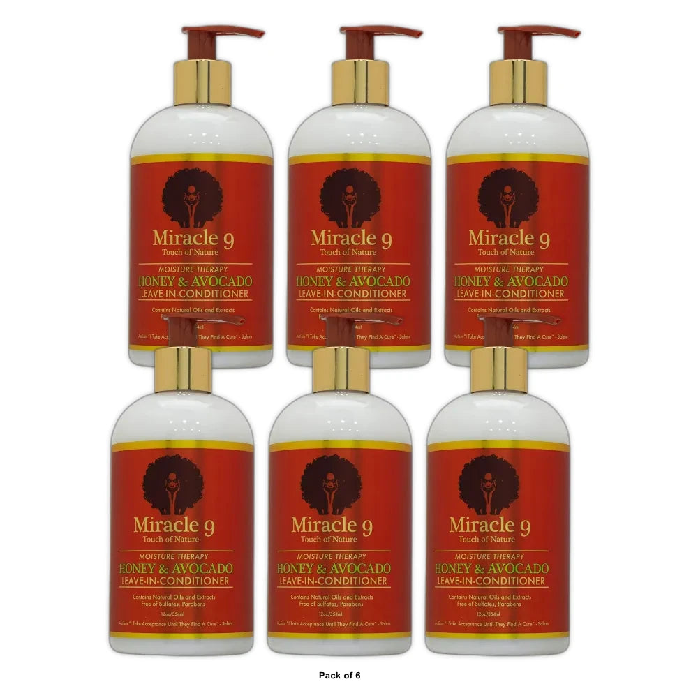 Miracle 9 Moisture Therapy Honey & Avocado Leave-In-Conditioner 12 Oz (Pack of 6)