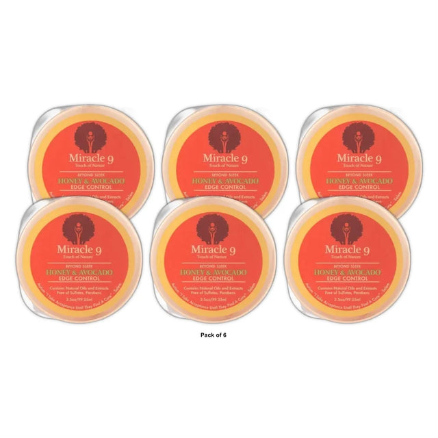Miracle 9 Beyond Sleek Honey & Avocado Edge Control 3.5 Oz (Pack of 6)