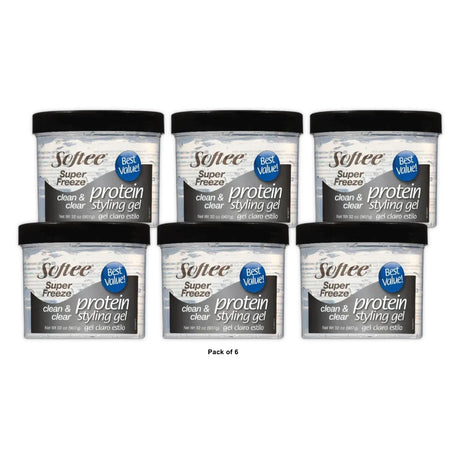 Softee Super Freeze Protein Styling Gel, 32 Oz Jar (Pack of 6)