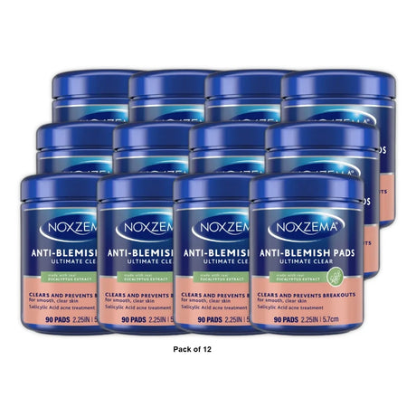 Noxzema Ultimate Clear Face Pads Anti-Blemish Made with Over 60% Alcohol 90 Coun 0.19 Oz (Pack of 6)