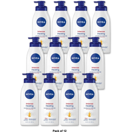 Nivea Intense Healing Body Lotion for Dry Skin 16.9Oz (Pack of 12)
