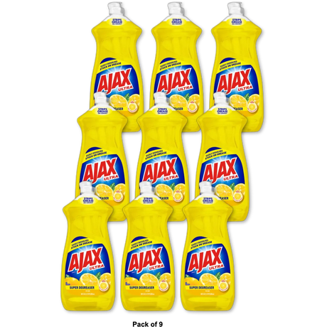 Ajax Dishwashing Liquid Dish Soap Yellow Lemon 28Oz (Pack of 9)