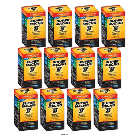 SUPER MACHO Natural Vitamin B Supplement with Amino Acids Ginseng & Zinc for Ad (Pack of 12)