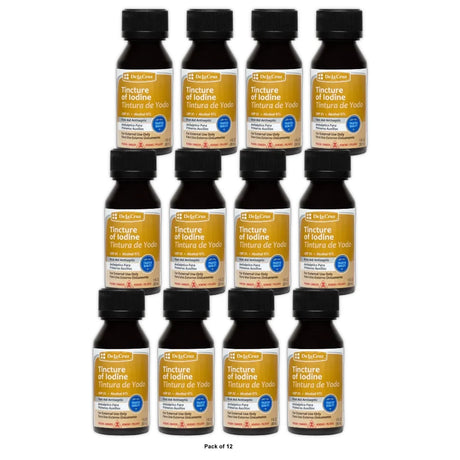De La Cruz Tincture of Iodine First Aid Natural Antiseptic Tintura De Yodo 2% So 1. Oz (Pack of 72)
