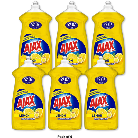 Ajax Ultra Super Degreaser Dishwashing Liquid Dish Soap Lemon 52Oz (Pack of 6)
