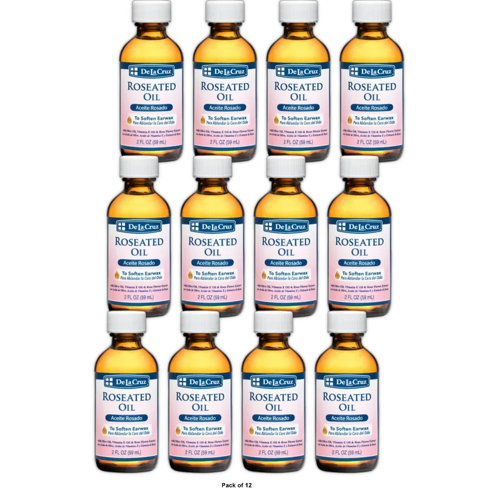 De La Cruz Roseated Oil Ear Wax Softener with Rose Flower Extracts 2 fl Oz (Pack of 12)