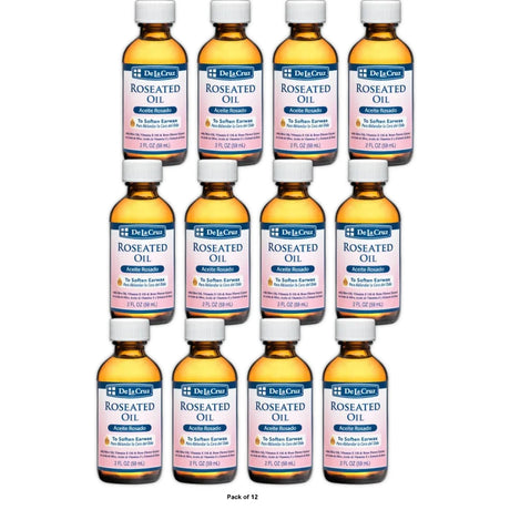 De La Cruz Roseated Oil Ear Wax Softener with Rose Flower Extracts 2 fl Oz (Pack of 12)