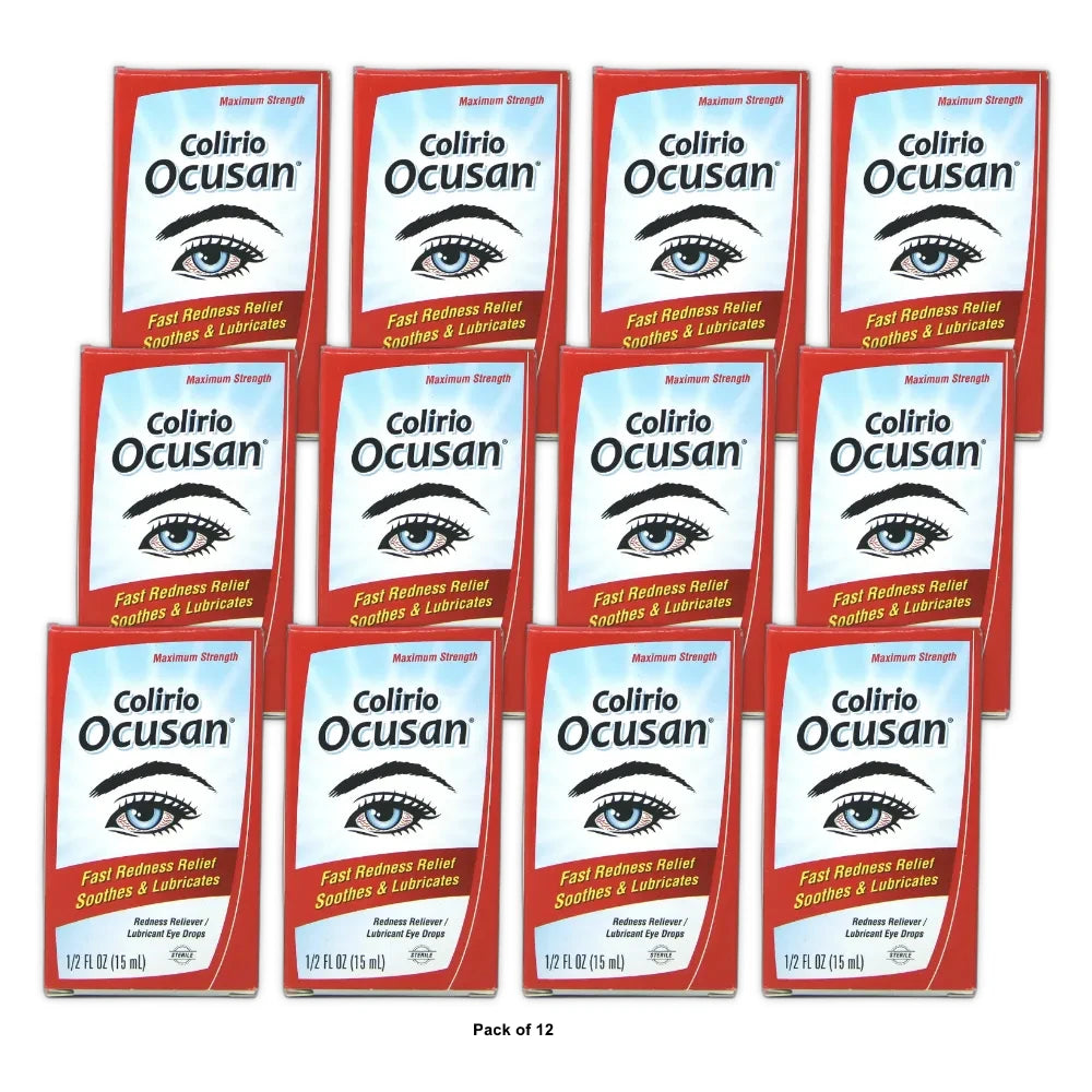 Ocusan Lubricating Eye Drops for Dry Eyes Redness Relief Whitening 0.5 Fl Oz (Pack of 24)