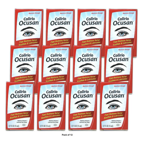 Ocusan Lubricating Eye Drops for Dry Eyes Redness Relief Whitening 0.5 Fl Oz (Pack of 24)