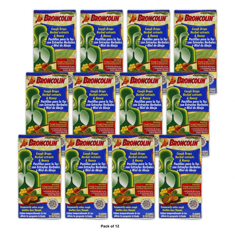 Broncolin Candy Drops Honey and Herbal Extracts with Menthol 16 Drops 1.4 Oz (Pack of 72)
