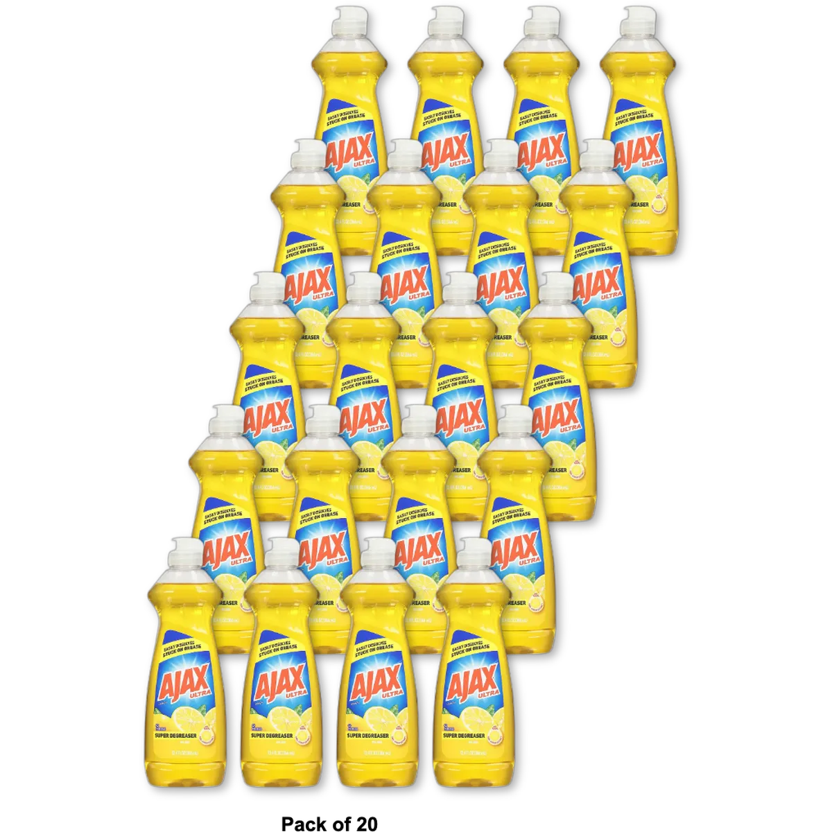 Ajax Ultra Super Degreaser Liquid Dish Soap Lemon 12.4Oz (Pack of 20)