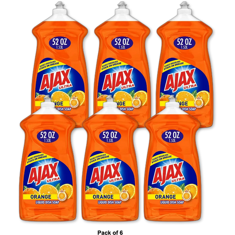 Ajax Ultra Triple Action Dishwashing Liquid Dish Soap Orange 52Oz (Pack of 6)