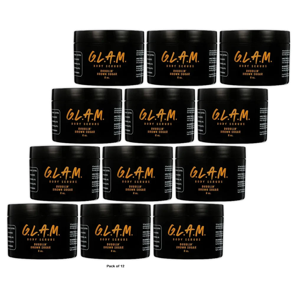 G.L.A.M. BUBBLIN BROWN SUGAR BODY SCRUB 8 Oz (Pack of 12)