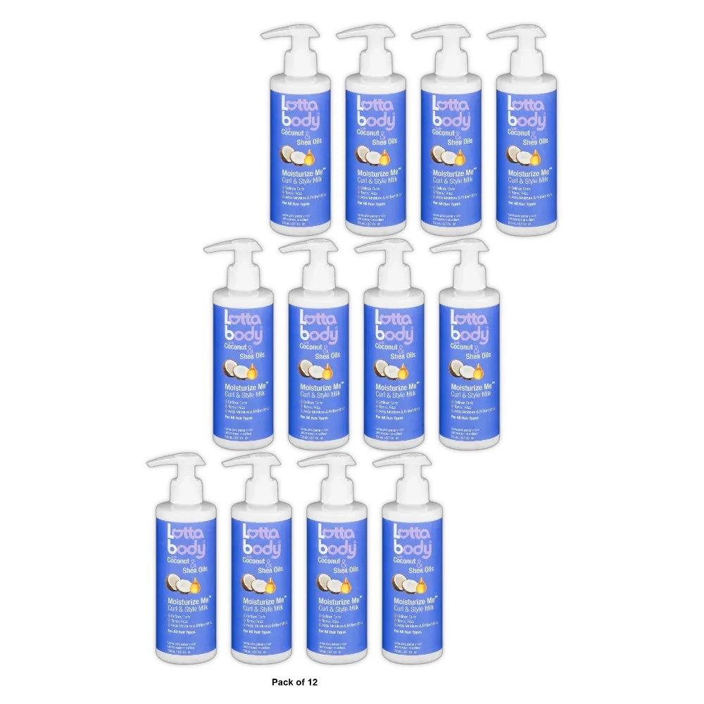 Coconut Oil and Shea Moisturize Me Curl & Style Milk by Lotta Body, Defines Curl 8. Oz (Pack of 12)