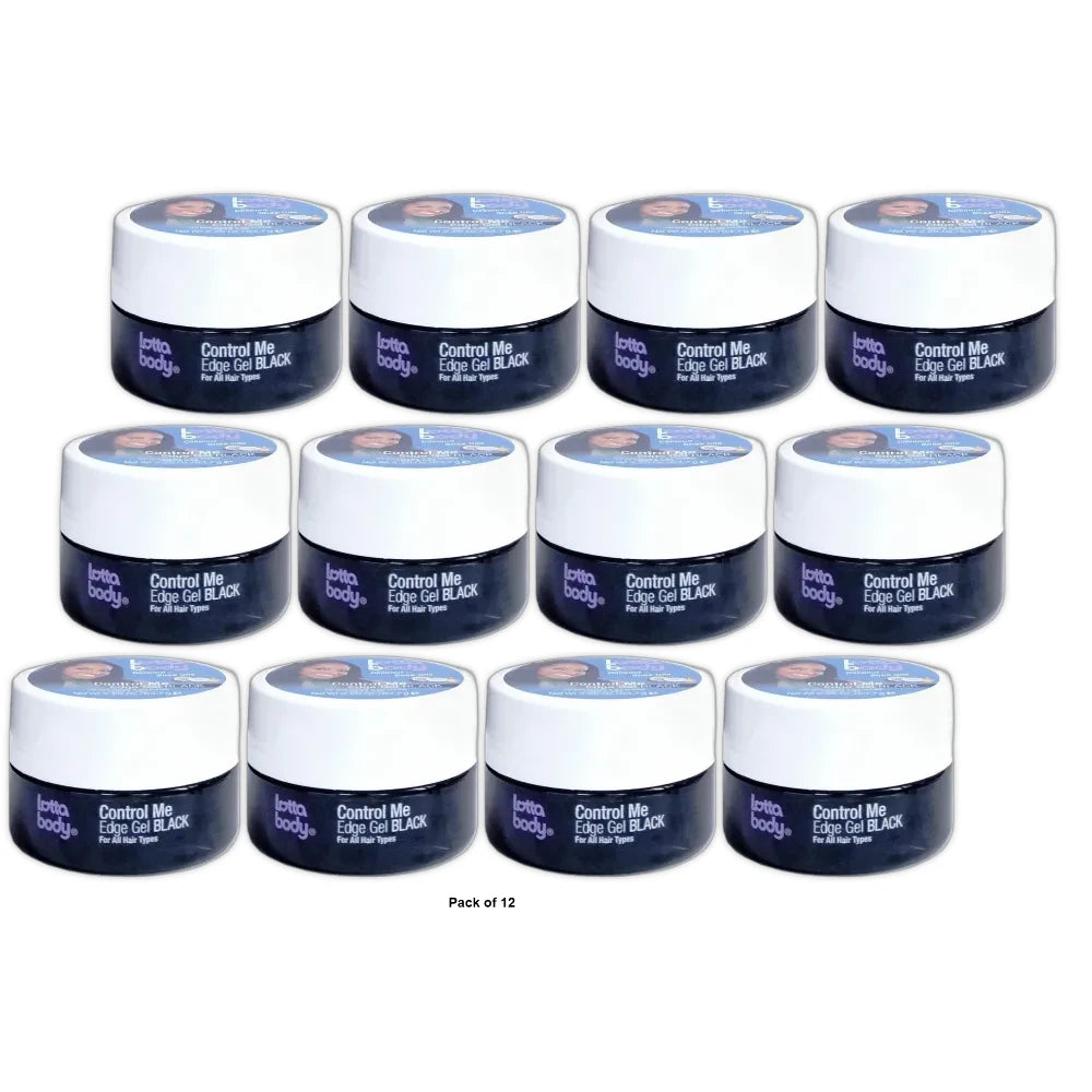 Lottabody Control Me Edge Gel Black With Coconut & Shea Oils 2.25 oz (Pack of 12)