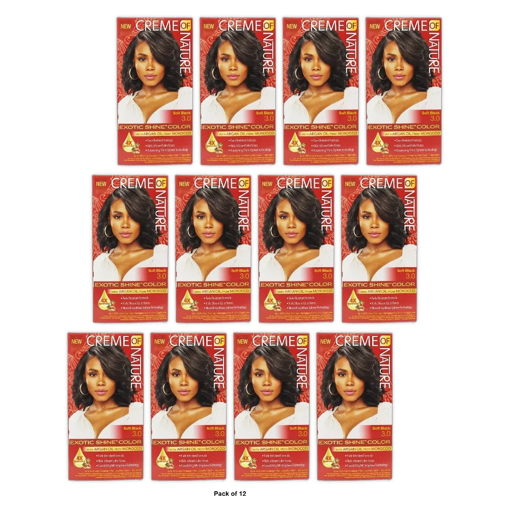 Creme of Nature Permanent Hair Color Soft Black 3.0 1.0 CT (Pack of 12)