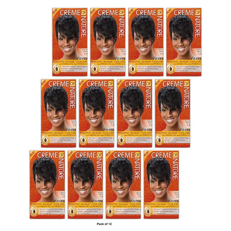 Creme of Nature Exotic Shine Color Intense Black 1.0 Permanent Hair Color (Pack of 12)