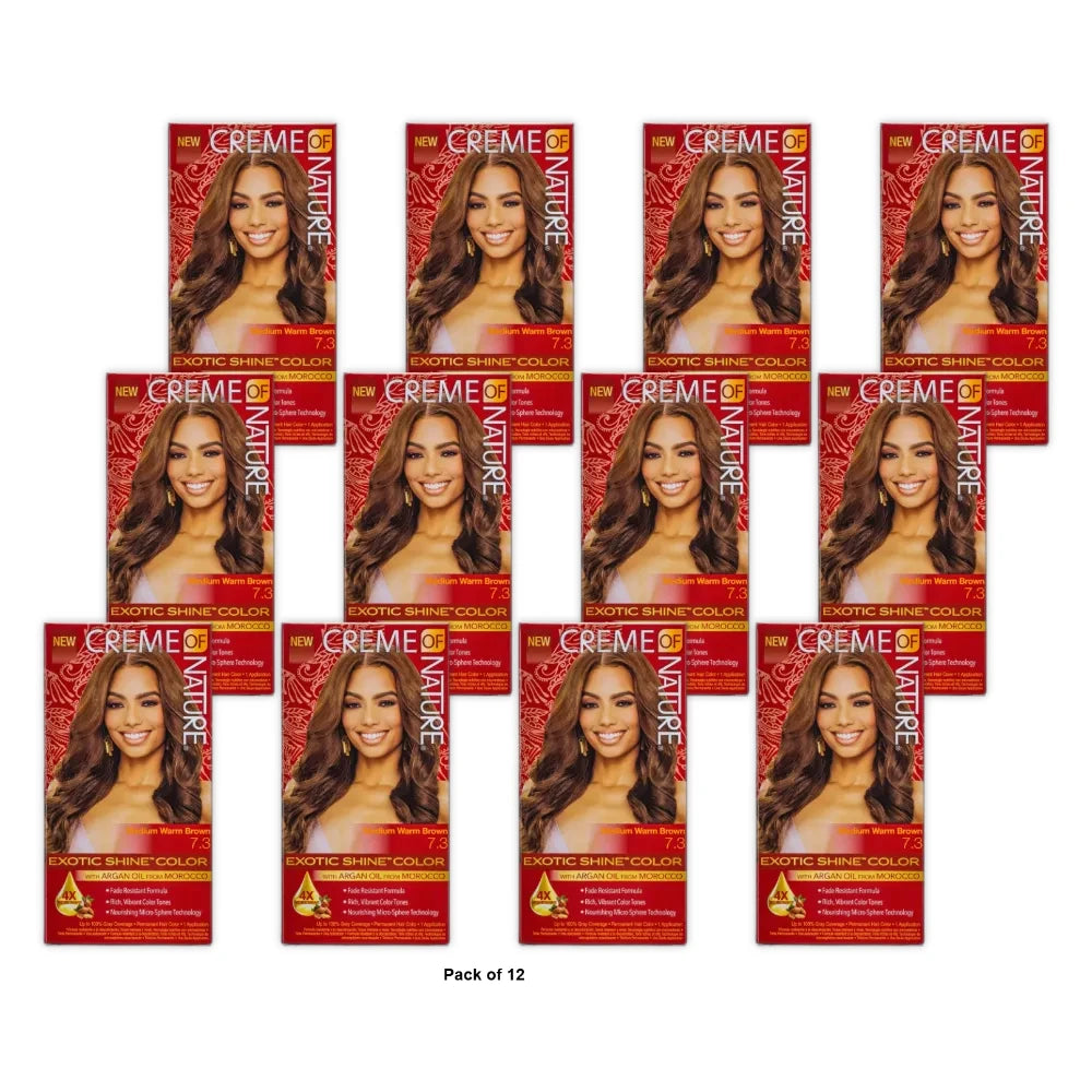 Creme of Nature Exotic Shine Color With Argan Oil Medium Warm Brown 7.3, 1 ea (Pack of 12)