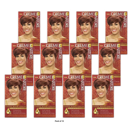 Creme of Nature Exotic Shine Color 7.64 Bronze Copper Permanent Hair Color (Pack of 12)