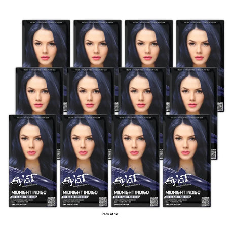 Splat Midnight Indigo Hair Dye Semi-Permanent Blue Color 6.75 Oz (Pack of 12)
